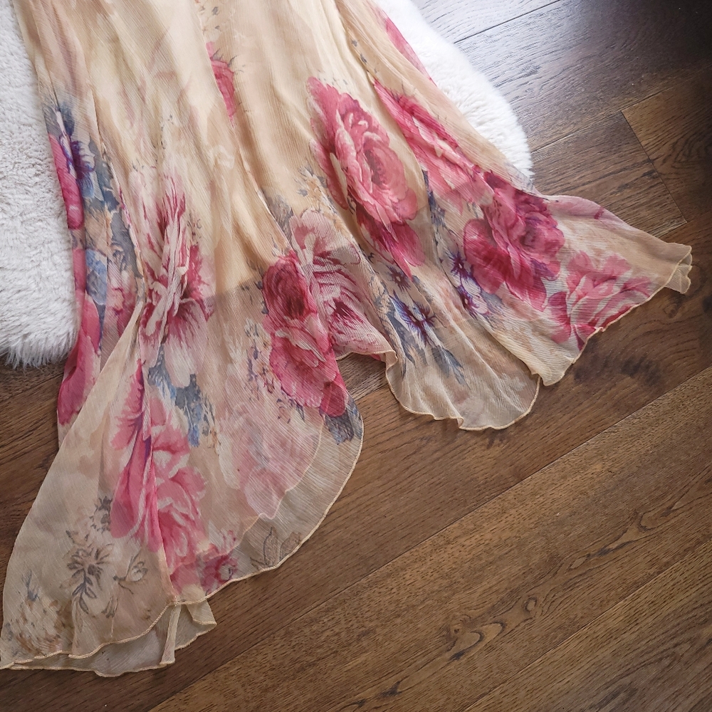 Vintage 90s Rene Dehry Paris French Fairycore Romantic Floral Maxi Slip Dress - Picture 9 of 11